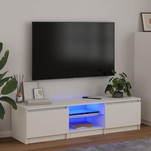 TV ormarić s LED svjetlima bijeli 140 x 40 x 36 cm Cene