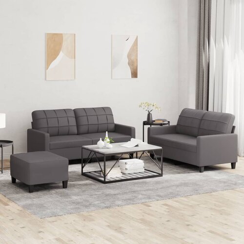  3-dijelni set sofa s jastucima sivi od umjetne kože Cene