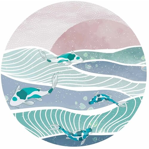  Okrugla fototapeta - Fish on the waves 280x280 Slike