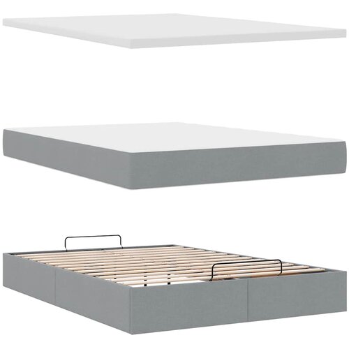  Otomanski krevet s madracem svijetlosivi 140x190 cm od tkanine Slike