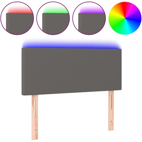 Maison Chic led posteljno vzglavje - vzglavna omarica - nočna omarica sivo 90x5x78/88 cm umetno usnje, (21708736) Slike