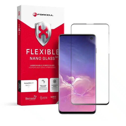forcell Flexible 5D - hibridno staklo za Samsung Galaxy S10 crno (Hot Bending) - radi čitač Cijene