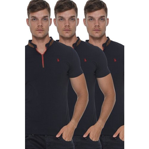 Dewberry TRIPLE SET T8571 ZIPPER MEN'S T-SHIRT-NAVY-NAVY-NAVY Cijene