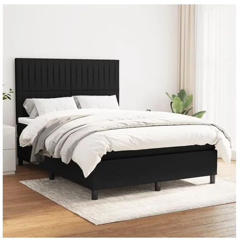 vidaXL Box spring posteljni z vzmetnico črn 140x190 cm blago