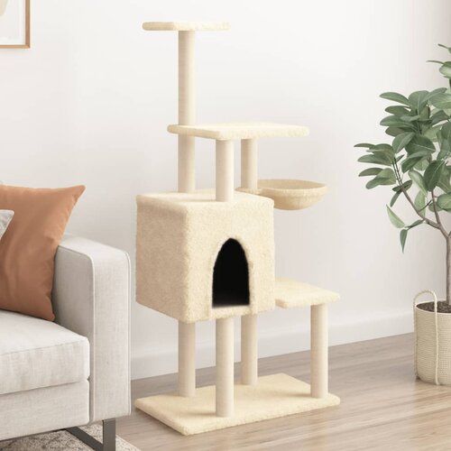 vidaXL Penjalica za mačke sa stupovima za grebanje krem 131 cm Cijene