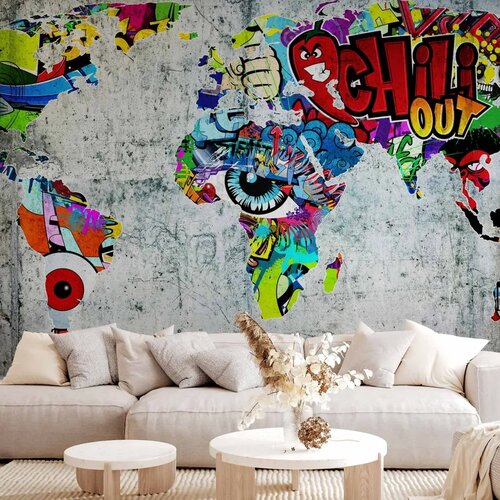  Foto tapeta - Map - Graffiti 147x105 Samoljepljiva Cene