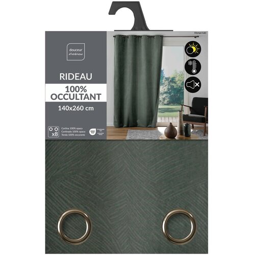 Douceur d int&amp;eacute;rieur Kaki zelena zavjesa od samta 140x260 cm Olympe &amp;ndash; Slike