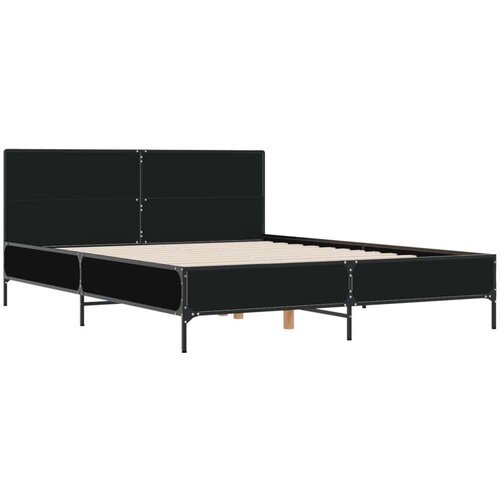  Okvir za krevet crni 150x200 cm konstruirano drvo i metal Slike