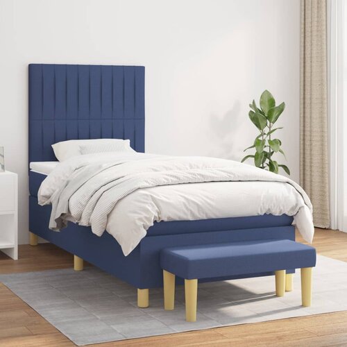The Living Store Box spring postelja z vzmetnico moder 90x190 cm blago - Box Spring Postelja, (21512110) Cene