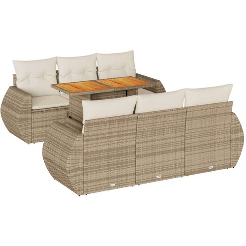  7-dijelni set vrtnih sofa od poliratana s jastucima bež Slike