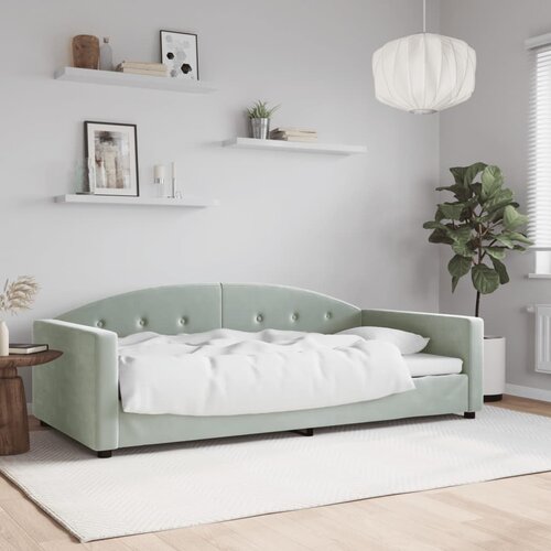 VidaXL Raztegljiva postelja svetlo siva 100x200 cm žamet Slike