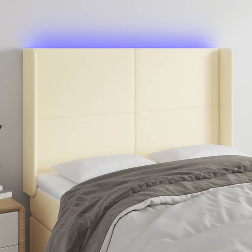  LED uzglavlje krem 147 x 16 x 118/128 cm od umjetne kože Cijene