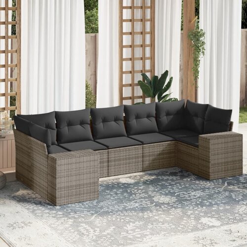 vidaXL 7-dijelni set vrtnih sofa sivi od poliratana Cijene