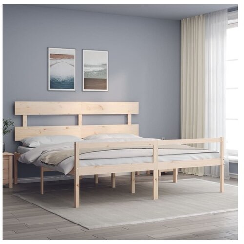 vidaXL Kreveta s uzglavljem 200 x 200 cm od masivnog drva Cene