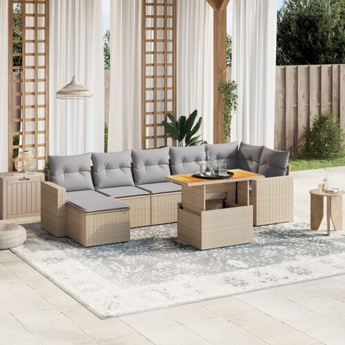vidaXL 8-dijelni set vrtnih sofa s jastucima bež od poliratana Cijene