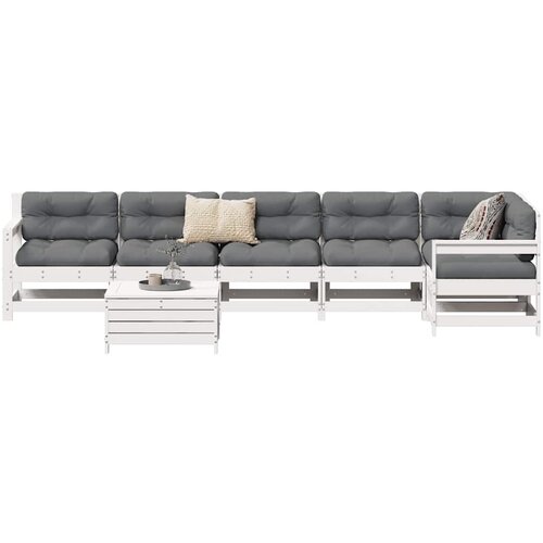  7-dijelni set vrtnih sofa bijeli od masivne borovine Cijene