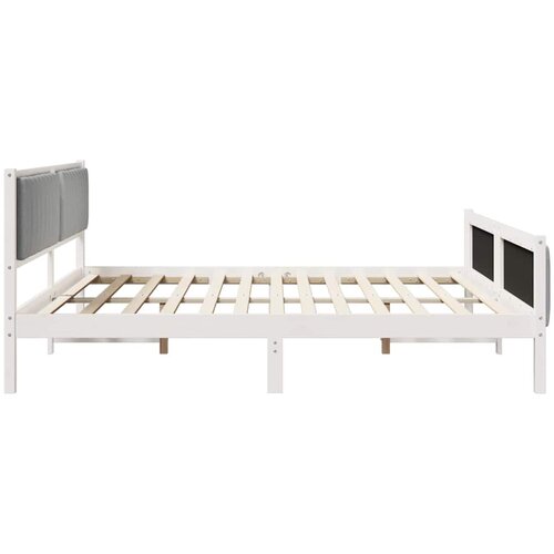  Okvir kreveta s uzglavljem Bijela i svijetlosiva 200 x 200 cm Slike