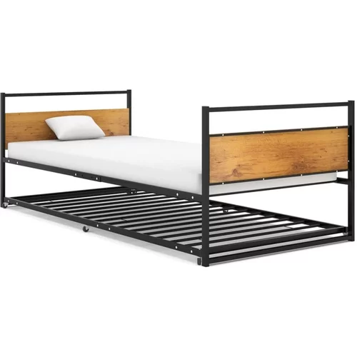  Izvlečni posteljni okvir črn iz kovine 90x200 cm