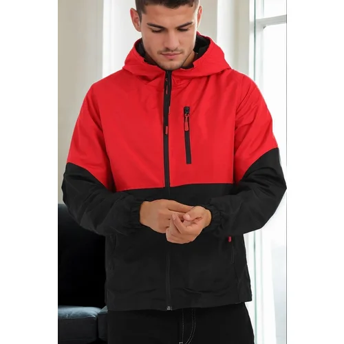 Dewberry 23691 Two Color Hooded Mens Sports Coat-RED-BLACK