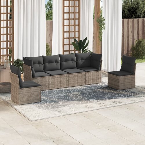 VidaXL 6-dijelni set vrtnih sofa od poliratana s jastucima sivi Slike