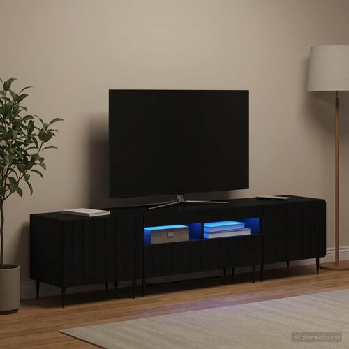  3-dijelni LED TV kabinet ZWOLLE Crna Konstruirano drvo Cene