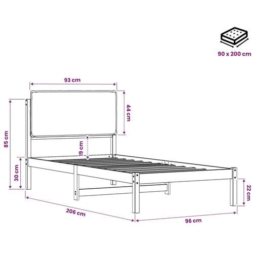  Krevetni okvir s tapiciranim uzglavljem Prirodna i tamnosiva - Prirodna i tamnosiva 90 x 200 cm Slike