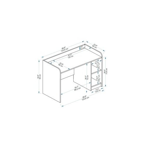 Hanah home Luses radni sto, 123,6x83x60 cm, Bijela Slike