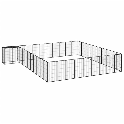  Ograda za pse s 42 panela crna 50 x 100 cm čelik obložen prahom Cene