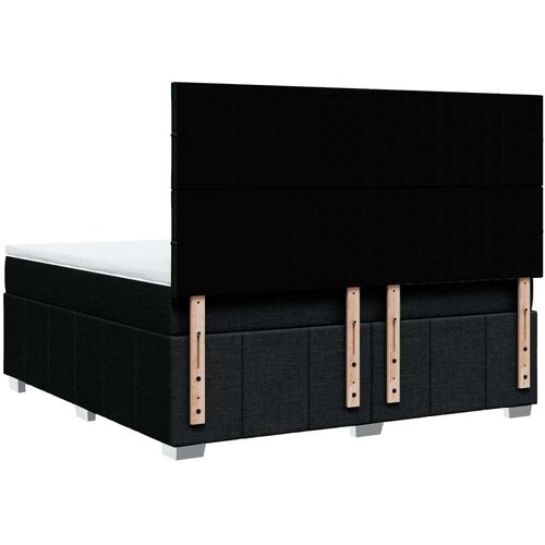 VidaXL Krevet s oprugama i madracem crni 180x200 cm od tkanine Slike