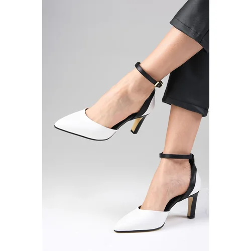 Mio Gusto Luna Women's White Color Ankle Strap Heels Women's Shoes