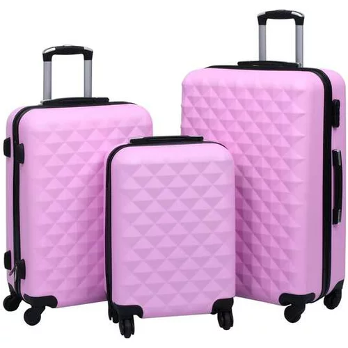  Trdi potovalni kovčki 3 kosi roza ABS
