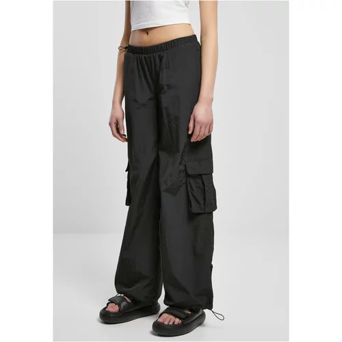 UC Curvy Ladies Wide Crinkle Nylon Cargo Pants black
