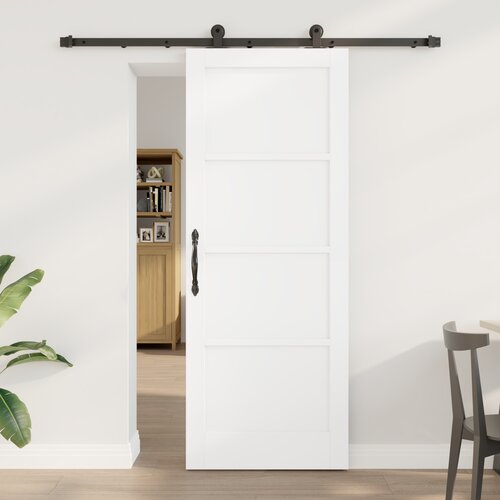 vidaXL Drsna vrata z zvočnim kompletom Bela 78x202 cm Trdna lesena borovina, Notranja vrata 'ORKDAL'Bela 78x202x4 cm Trdna lesena borovina Cene