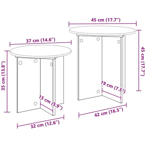  Set pomoćnih stolića s pohranom 2 pcs Konstrukcijsko drvo Slike