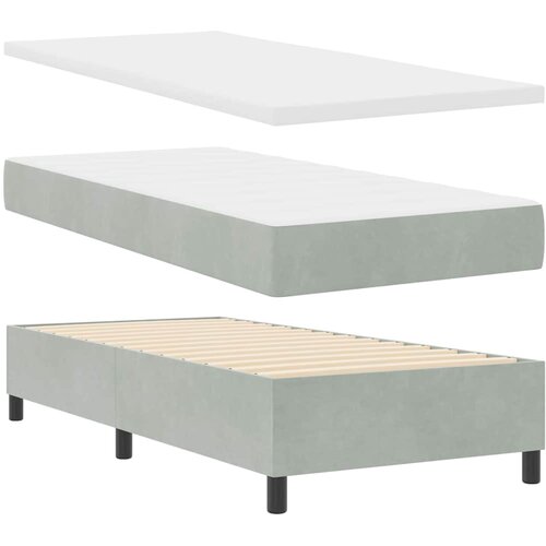  LED Box Spring Krevet Svijetlo siva 90 x 200 cm Bar&amp;scaron;un Svjetlosiva Slike
