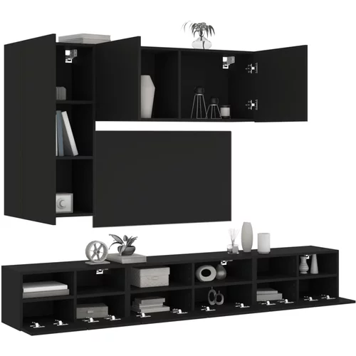 vidaXL Stenske TV omarice 5 kosov črn inženirski les
