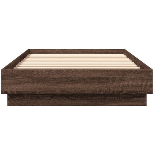  Okvir za krevet s LED svjetlima smeđa boja hrasta 100 x 200 cm Slike