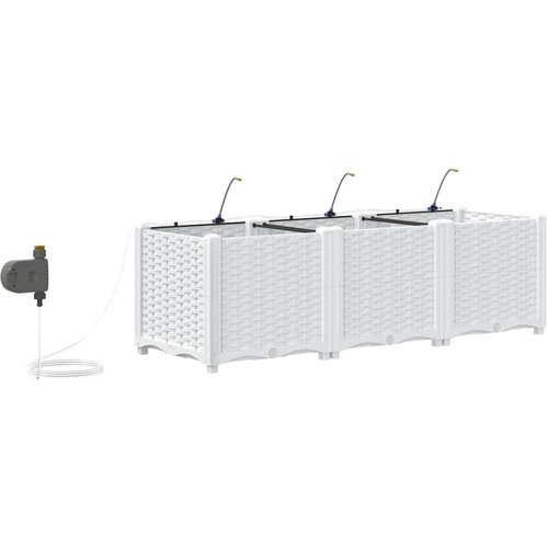  Vrtna saksija 3 pcs Bijeli 120 x 40 x 37,5 cm Plastika Slike