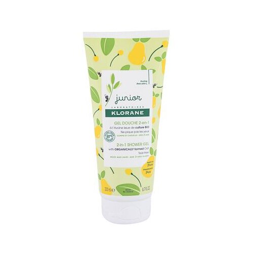 Klorane Junior Pear 2-in-1 gel za tu&amp;scaron;iranje tijela i kose za djecu od 3 godine dalje 200 ml za djecu Slike