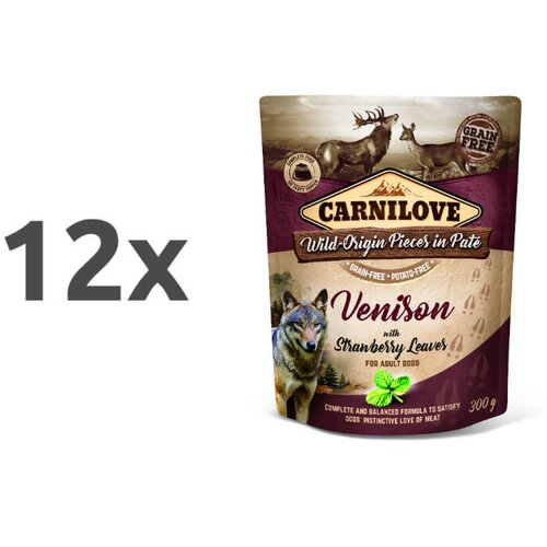 Carnilove dog adult - divjačina &amp;amp; listi jagod, vrečka 300g 12 x 300 g Slike