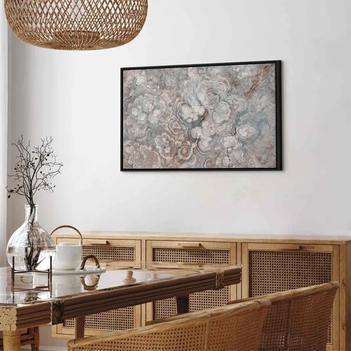  Slika - Marble flowers &amp;ndash; natural stone structure in pastel colours 90x60 U crnom drvenom okviru Slike