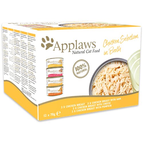Applaws Mešano pakiranje Adult 12 x 70 g - Piščančji miks v bujonu (4 vrste) Cene