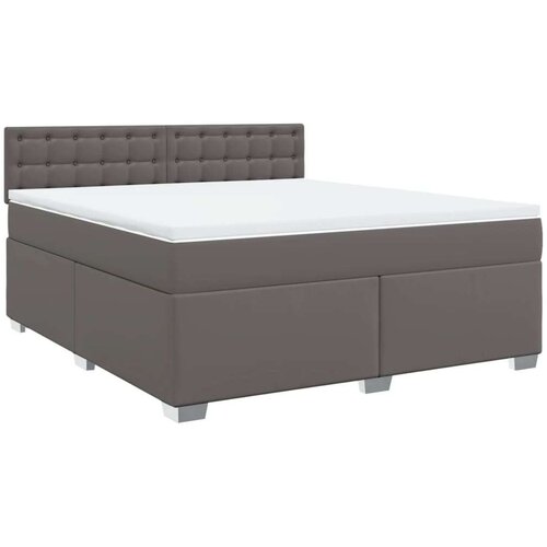VidaXL Krevet s oprugama i madracem sivi 180 x 200 cm od umjetne kože Slike