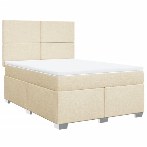  Krevet s oprugama i madracem krem 140 x 190 cm od tkanine Slike