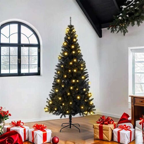 vidaXL Umetna božična drevesa z LED lučmi Črna 180 cm PVC Cene