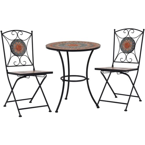 Bistro 3-dijelni mozaični bistro set s pločicama narančasto-sivi Cijene