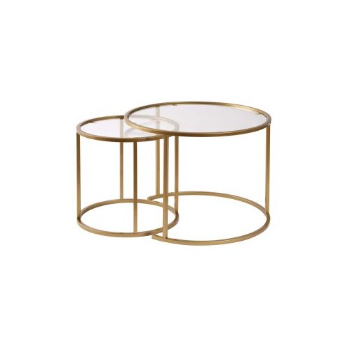 Hanah home Club set stolova Aurum, 60x60x43cm, 42x42x39cm, 2 dijela, zlatne boje Slike