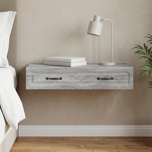 Stolna montirana na zid Siva sonoma 87,5 x 34,5 x 17 cm Slike