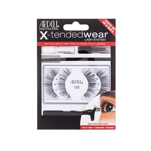 Ardell x-Tended Wear Lash System 105 nijansa Black darovni set umjetne trepavice X-Tended 105 1 kom + ljepilo za trepavice X-Tended Wear 1 g + aplikator 1 kom + sredstvo za uklanjanje trepavica 1 g + četka za trepavice 1 kom Slike