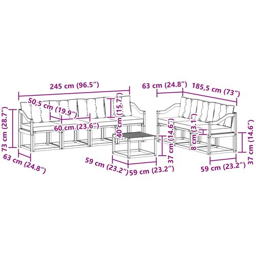  Set vanjskih sofa 8 kom. Prirodna i bež Slike